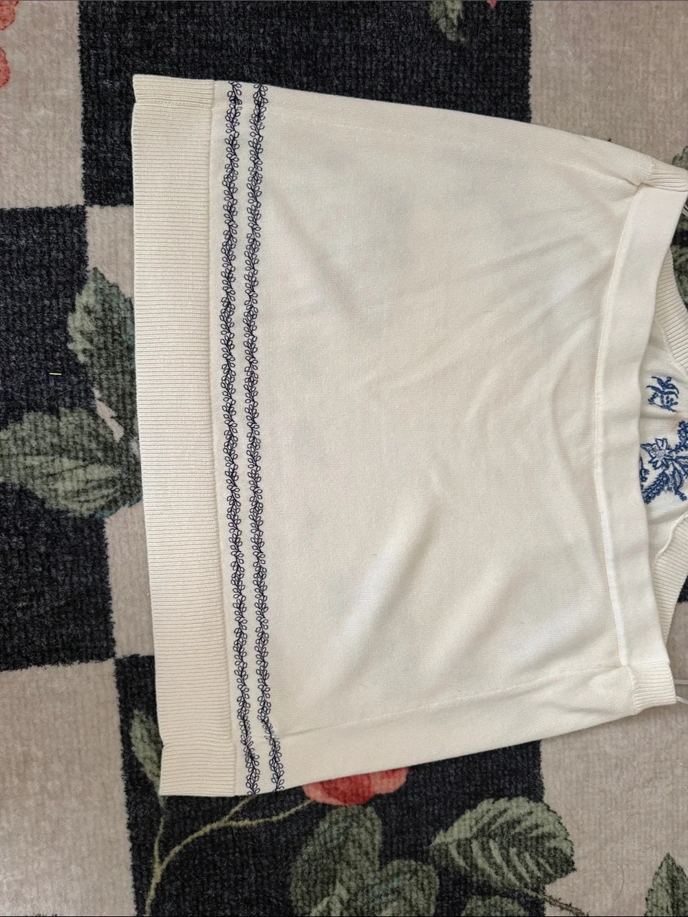 LOFT Cream Halter Camisole with Blue Floral Embroidery - Picture 4 of 4
